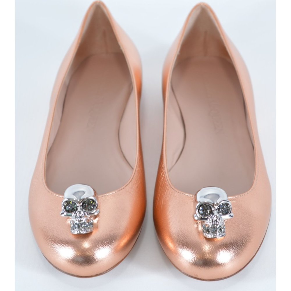Alexander McQueen Leather Skull Ballet Flats Shoes